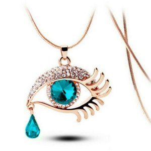 Betsey Johnson Blue "Evil Eye"  Pendant Necklace